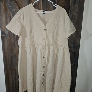 SHEIN Beige Button-Down Dress